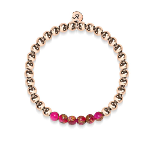 Inspiriert | 18 Karat Roségold | Neuer roter Achat | Edelstein-Ausdrucksarmband